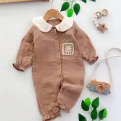 grenouillere en mousseline lin douce - Beige, 3-6 mois