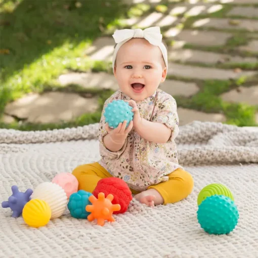 Set de 8 Balles Texturées pour Bébé HUANGER - Éveil Sensoriel et Motricité