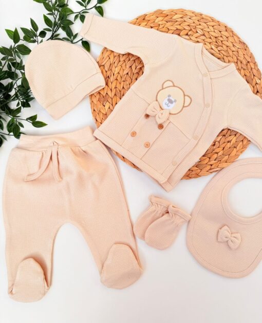 Pack Naissance 5 Pcs ourson : Coton Perforé Respirant