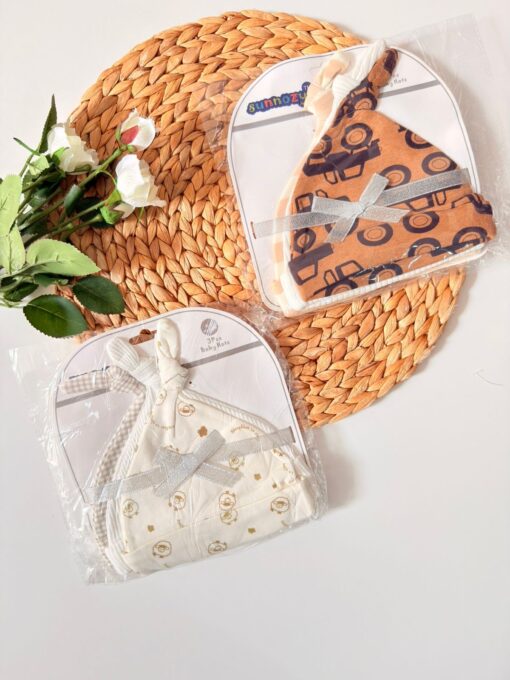 Lot de 3 Bonnets à Nœud en Coton : Adorables & Assortis pour garcons