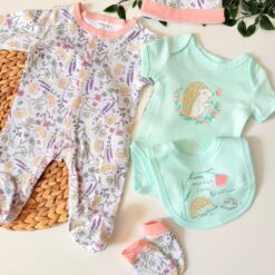 Ensemble Clinique Bébé Fleuri - 5 Pièces Coton Soft Titre : Ensemble Clinique Bébé Fille Fleuri – Coton Soft, Hyper Mignon : Grenouillère, Body, Moufles, Bonnet, Bavoir Description Courte : Accueillez bébé à la clinique avec cet ensemble fleuri hyper mignon en coton soft. Ce pack complet (grenouillère, body, moufles, bonnet, bavoir) assure un confort douillet pour ses premiers instants. Description Longue : Préparez l'arrivée de votre petite princesse avec cet adorable ensemble clinique, conçu pour envelopper votre bébé de douceur et de charme dès ses premiers instants. Chaque pièce de ce set est confectionnée en coton soft (doux), garantissant un contact délicat et respectueux pour sa peau ultra-sensible. Les motifs fleuris hyper mignons ajoutent une touche de poésie et de gaieté, rendant ce moment encore plus spécial. Ce pack complet est idéal pour la valise de maternité, offrant tous les essentiels pour habiller bébé avec amour et praticité dès son arrivée à la clinique. Caractéristiques du Produit : Matière : Fabriqué en coton soft (doux), sélectionné pour sa douceur exceptionnelle, sa respirabilité et son caractère hypoallergénique, idéal pour la peau fragile des nouveau-nés. Composition du Pack (5 pièces) : Grenouillère : La pièce maîtresse pour un confort complet nuit et jour. Body : Indispensable comme première couche, assurant chaleur et maintien. Moufles : Protègent les petites mains des griffures involontaires. Bonnet : Maintient la tête de bébé bien au chaud et protégée. Bavoir : Pratique pour les repas et les petites régurgitations. Design : Orné de motifs fleuris hyper mignons et délicats, apportant une touche de tendresse et de féminité à l'ensemble. Confort Optimal : La douceur du coton et les coupes pensées pour bébé garantissent une liberté de mouvement et un bien-être constant. Idéal Clinique/Naissance : Ce pack est parfait pour la première tenue de bébé à la maternité, offrant une tenue complète et harmonieuse pour les moments clés de l'accueil. Praticité : Les vêtements sont conçus avec des ouvertures faciles (boutons-pression par exemple) pour simplifier l'habillage et le change. Qualité : Confectionné avec soin, l'ensemble est conçu pour résister aux lavages fréquents, conservant sa douceur et l'éclat de ses motifs.
