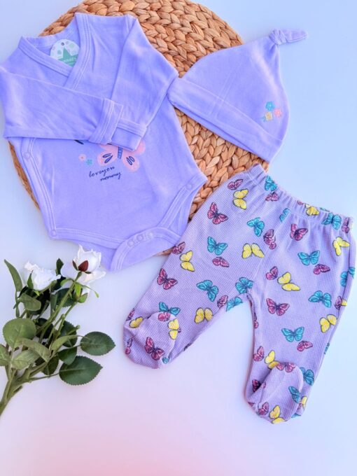 Ensemble Pyjama Naissance 3 Pièces : 100% Coton