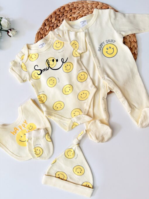 Pack naissance 5 pcs doux smiley - set complet de clinique