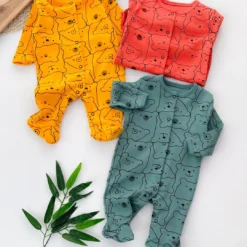 Lot de 3 Grenouillères Bébé Assorties en Coton – Douceur et Confort au Quotidien