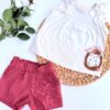 Tenue Fille Été Ultra Mignonne : Short en Lin & T-shirt/Pull en Coton