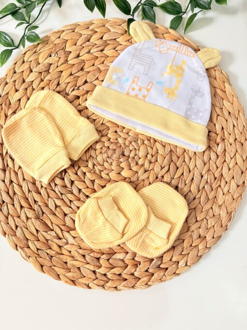 Ensemble Bonnet, Moufles & Chaussons en Coton