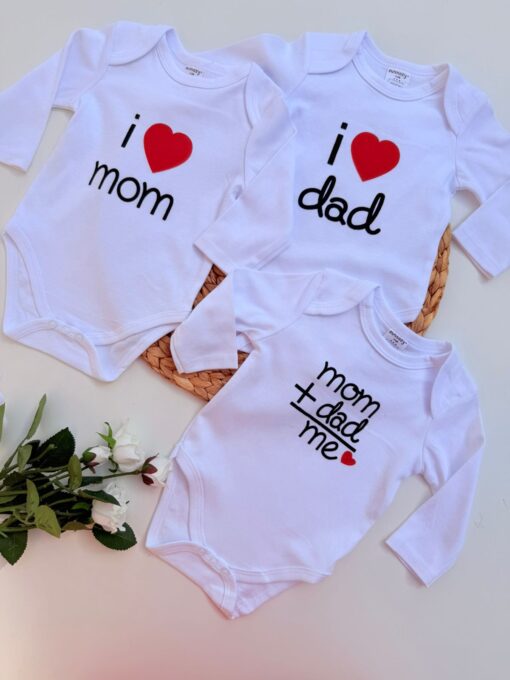 Pack 3 Bodies Bébé Coton Manches Longues - Papa et Maman