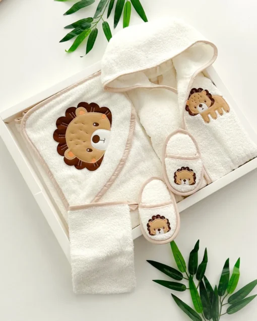 Coffret de Bain Bébé 5 Pièces Motif Lion – Bebekevi