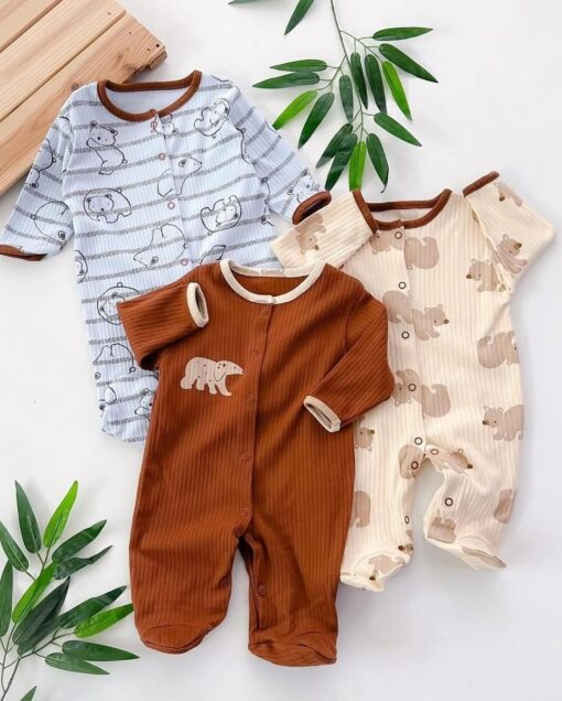 Lot de 3 grenouillères en coton - Douceur et confort garantis