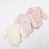 Lot de 3 body coton bébé fille - design Lotus