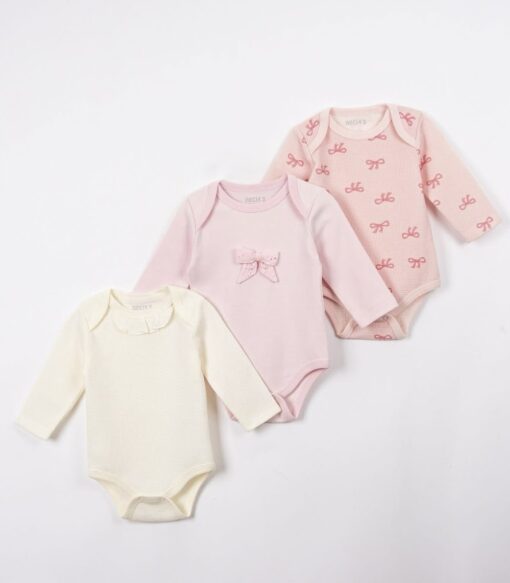 Lot de 3 body coton bébé fille - design Lotus