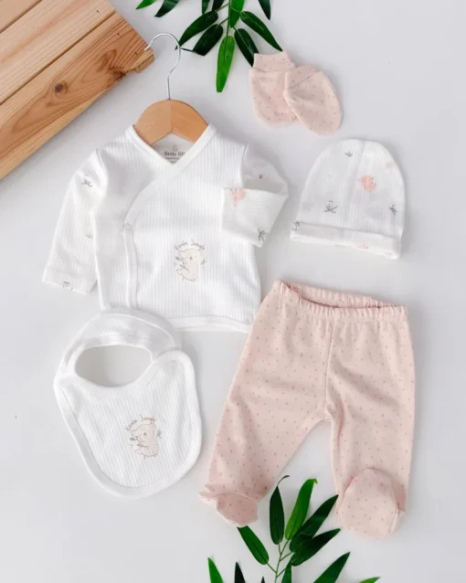 Pack Naissance 5 pcs Coton Pur - Panda Rose