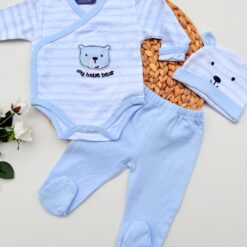 Ensemble Bébé My Little Bear - Pantalon Body & Bonnet