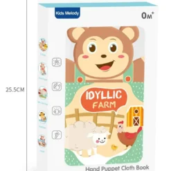 dimension Hand Puppet Cloth Book Kids Melody pages animaux ferme cochon lapin vache mouton