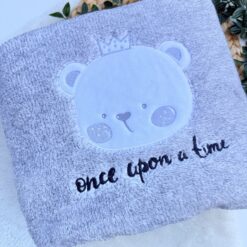 Couverture bébé 100x90 cm motif hérisson - Douceur et câlins - Gris