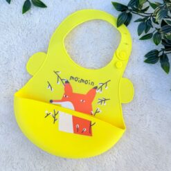 Bavoir Bébé en Silicone - Repas Propres et Motifs Ludiques - Jaune
